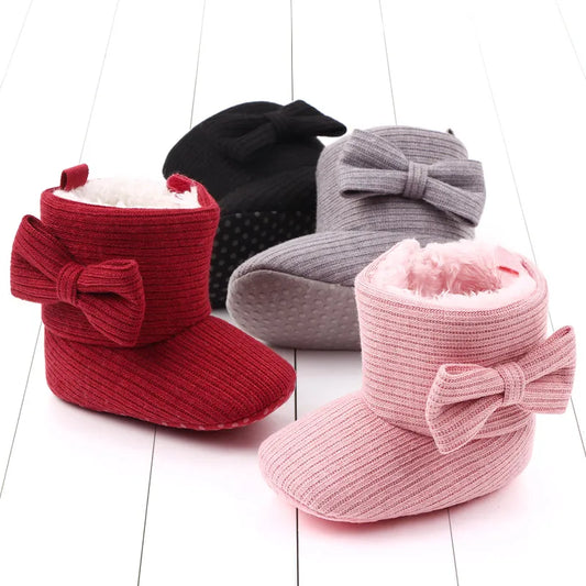 Baby Ankle-covered Boots Cute Bowknot Warm Lining Winter Infant